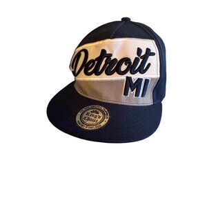 Detroit MI Snapback Blue Hat‎ By Malak Adjustable